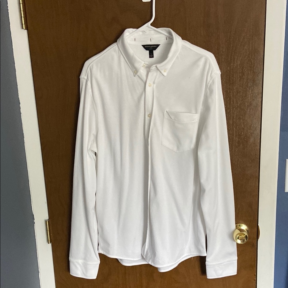 Banana Republic Casual White Slim Fit Button Down Shirt